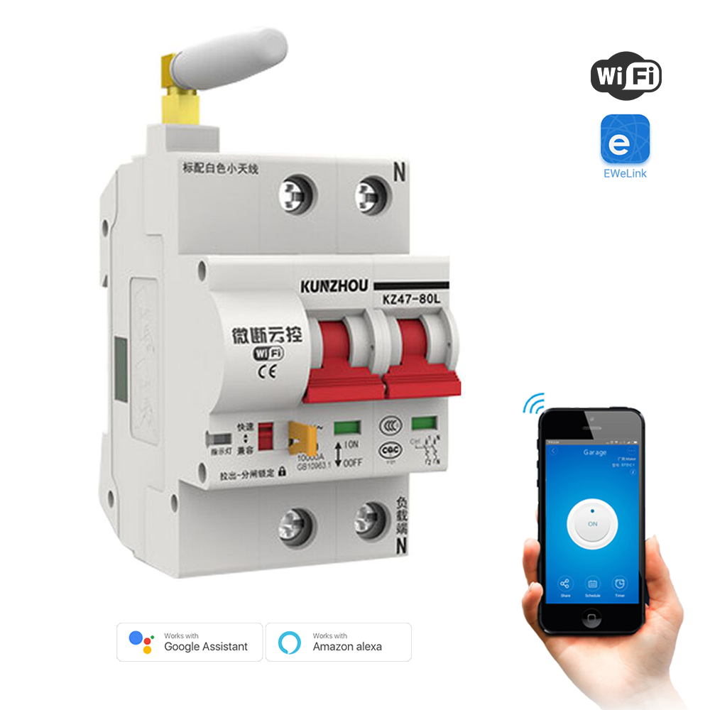 Disyuntor inteligente Wifi, medidor de potencia inteligente WiFi Protector  de medición inteligente WIFI Interruptor disyuntor inteligente Wifi  diseñado para precisión Jadeshay A