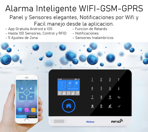 Sistema inteligente de alarma WiFi GSM GPRS seguridad alarmas de hogar,  Android + iOS seguridad hogar